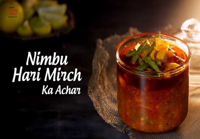 Nimbu Hari Mirch Ka Achar | Lemon Green Chilli Pickle Recipe